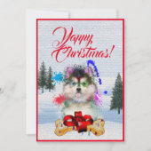 Aanpasbare Funny Pomsky Dog Christmas Kaart (Voorkant)