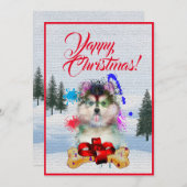 Aanpasbare Funny Pomsky Dog Christmas Kaart (Voorkant / Achterkant)