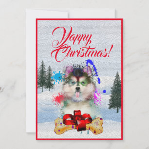 Aanpasbare Funny Pomsky Dog Christmas Kaart