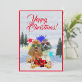 Aanpasbare Funny Poodle Dog Christmas Kaart (Staand voorkant)