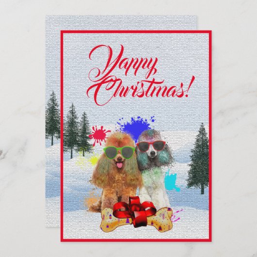 Aanpasbare Funny Poodle Dog Christmas Kaart (Voorkant / Achterkant)