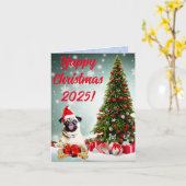 Aanpasbare Funny Pug Dog Yappy Xmas Kaart (Gele Bloem)