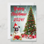 Aanpasbare Funny Pug Dog Yapy Christmas Kaart (Voorkant)