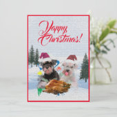 Aanpasbare Funny Schnauzer Dog Christmas Kaart (Staand voorkant)