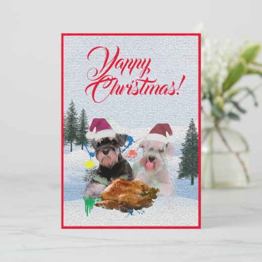 Aanpasbare Funny Schnauzer Dog Christmas Kaart (Staand voorkant)