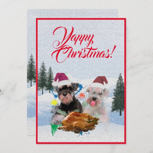 Aanpasbare Funny Schnauzer Dog Christmas Kaart (Voorkant / Achterkant)