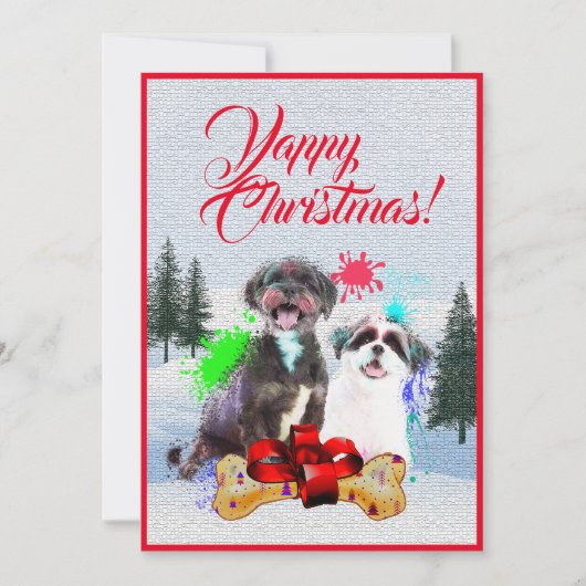 Aanpasbare Funny Shih Tzu Dog Christmas Kaart (Voorkant)