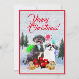Aanpasbare Funny Shih Tzu Dog Christmas Kaart