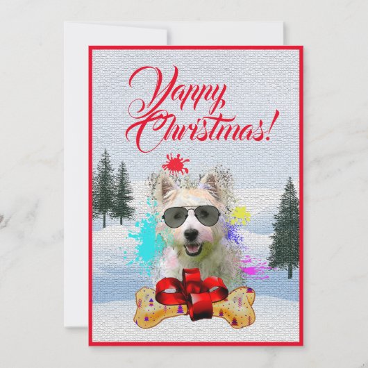Aanpasbare Funny Westie Dog Christmas Kaart (Voorkant)