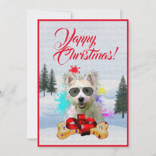 Aanpasbare Funny Westie Dog Christmas Kaart