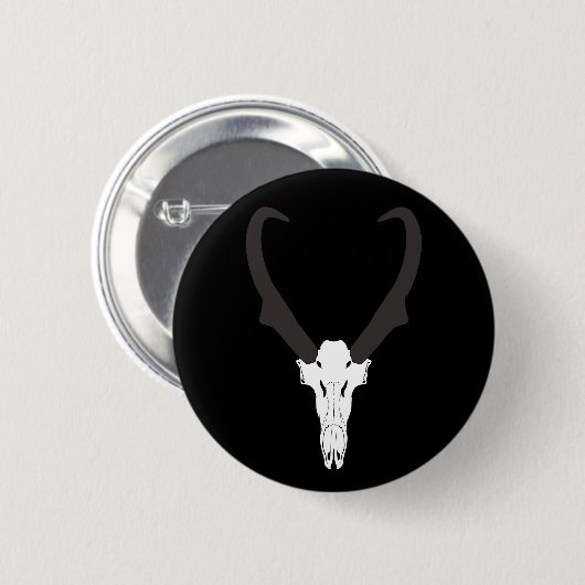 Aanpasbare Gaffelbok Schedel Ronde Button 5,7 Cm (Voorkant /achterkant)