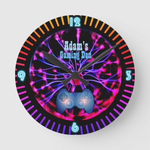 Aanpasbare GAMING Gamers DEN Kamerklok Neon Ronde Klok