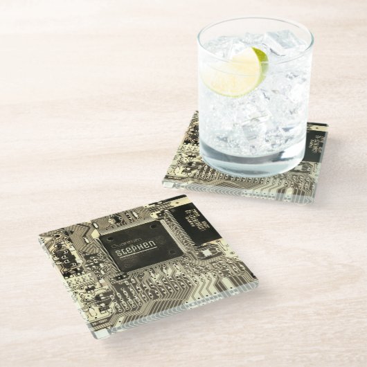 Aanpasbare gedrukte schakeling - Geek elektronisch Glazen Onderzetter (Schuin)