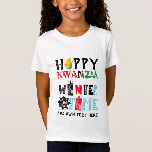 Aanpasbare Gelukkige KWANZAA Wintertijd Kaarsen T-shirt (Voorkant)