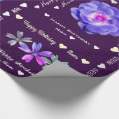 Aanpasbare Gelukkige Verjaardag Moeder Aubergine B Cadeaupapier (Hoek)