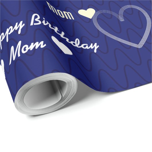 Aanpasbare Gelukkige Verjaardag Moeder Donkerblauw Cadeaupapier (Rol Hoek)