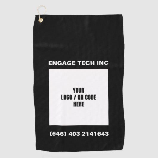 Aanpasbare gepersonaliseerde foto Logo QR code mer Golfhanddoek (Voorkant)