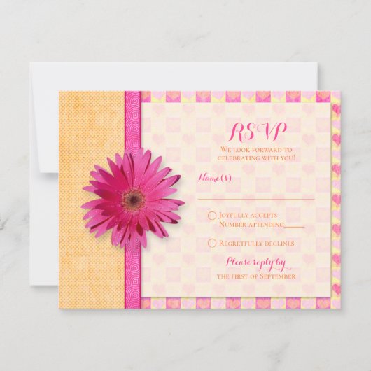 Aanpasbare Gerbera-Margriet-reactiekaart RSVP Kaartje (Voorkant)