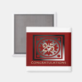 Aanpasbare geschenken voor werknemersjubileum Rood Magneet (Voorkant / Achterkant)
