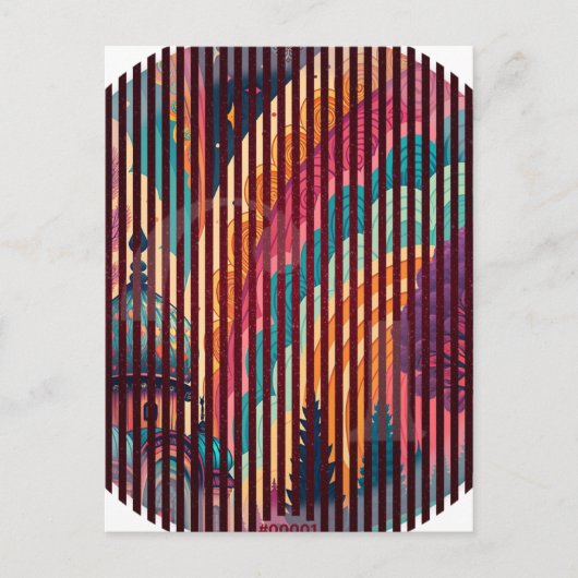 Aanpasbare gestreepte fantasie ansichtkaart briefkaart (Voorkant)