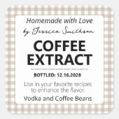Aanpasbare Gingham Extract Label - Bruin (Voorkant)