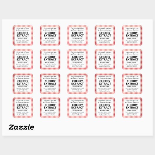 Aanpasbare Gingham Extract Label - Rood (Vel)