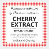 Aanpasbare Gingham Extract Label - Rood (Voorkant)