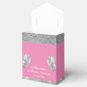 Aanpasbare Glam Roze en Zilveren Favorieten Doos Bedankdoosjes (Geopend)