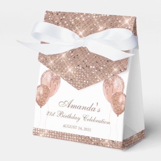 Aanpasbare Glam Wit en Roségoud Bedankdoosjes (Voorkant Zijde)