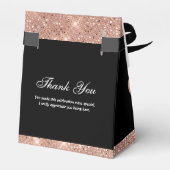 Aanpasbare Glam Zwart en Roze Goud Bedankdoosjes (Achterkant)