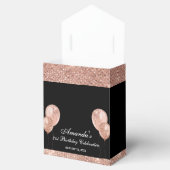 Aanpasbare Glam Zwart en Roze Goud Bedankdoosjes (Geopend)