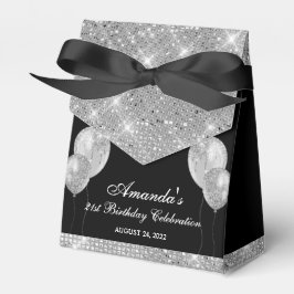 Aanpasbare Glam Zwart en Zilver Favor Doos Bedankdoosjes