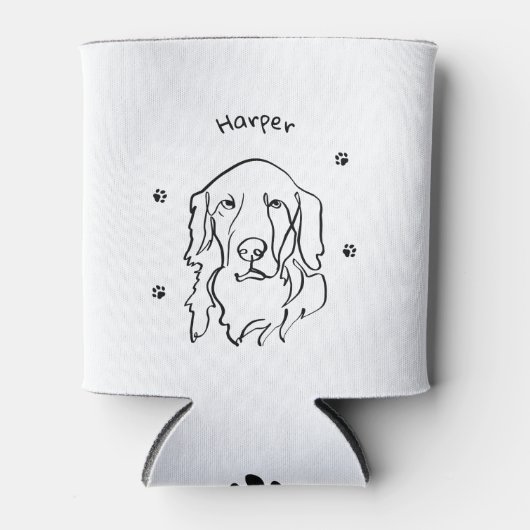 Aanpasbare Golden Retriever Line Art Blikjeskoeler (Voorkant)