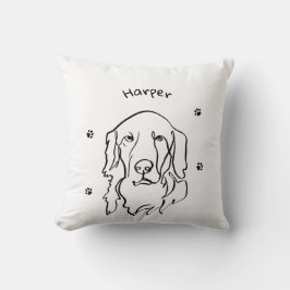 Aanpasbare Golden Retriever Line Art Kussen