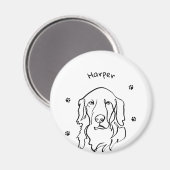 Aanpasbare Golden Retriever Line Art Magneet (Voorkant / Achterkant)