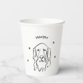 Aanpasbare Golden Retriever Line Art Papieren Bekers (Achterkant)