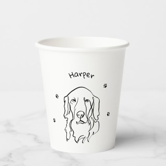 Aanpasbare Golden Retriever Line Art Papieren Bekers (Voorkant)