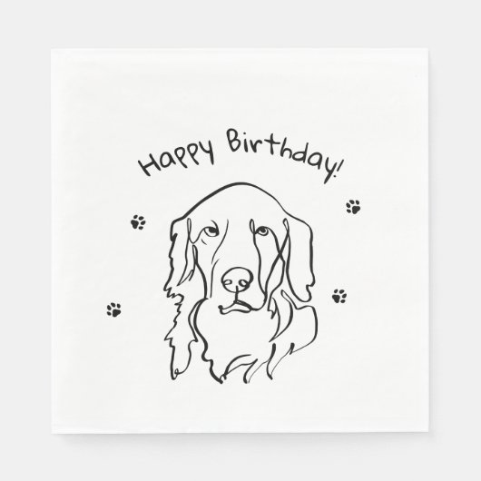 Aanpasbare Golden Retriever Line Art Servet (Voorkant)