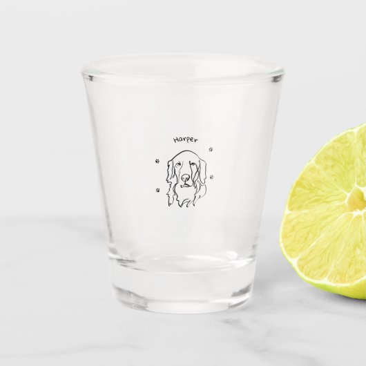 Aanpasbare Golden Retriever Line Art Shot Glas (Voorkant)