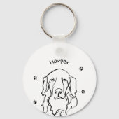 Aanpasbare Golden Retriever Line Art Sleutelhanger (Voorkant)