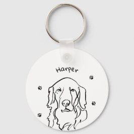 Aanpasbare Golden Retriever Line Art Sleutelhanger