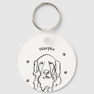 Aanpasbare Golden Retriever Line Art Sleutelhanger