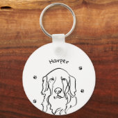 Aanpasbare Golden Retriever Line Art Sleutelhanger (Voorkant)