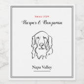Aanpasbare Golden Retriever Line Art Wijn Etiket (Enkel label)