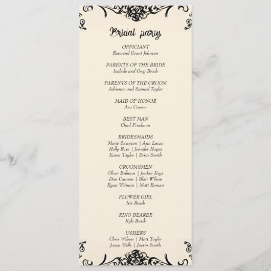 Aanpasbare Gotische bruiloft Programmakaart (Achterkant)