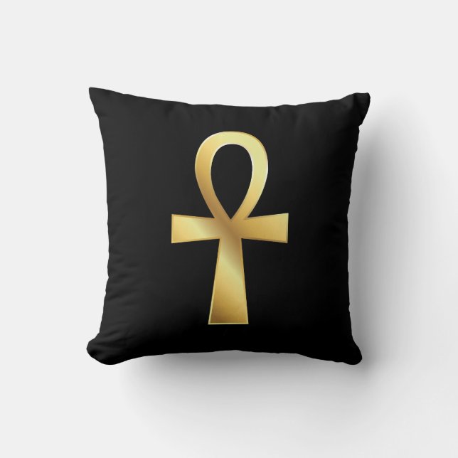 Aanpasbare Gouden Ankh Egyptisch Symbool Kussen (Voorkant)