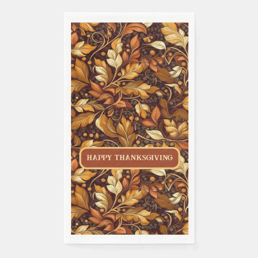 Aanpasbare Gouden Bladeren Servet (Voorkant)