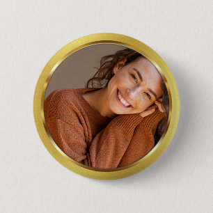 Aanpasbare Gouden Lijst Foto Ronde Button 5,7 Cm
