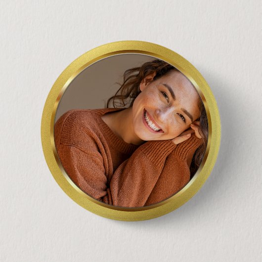Aanpasbare Gouden Lijst Foto Ronde Button 5,7 Cm (Voorkant)
