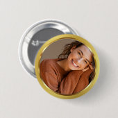 Aanpasbare Gouden Lijst Foto Ronde Button 5,7 Cm (Voorkant /achterkant)
